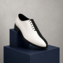 Pantofi Oxford bărbați alb-negru din piele naturală pentru ceremonie DONATOAN